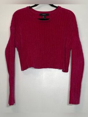 Forever 21 Ribbed Cropped Sweater - Fuchsia